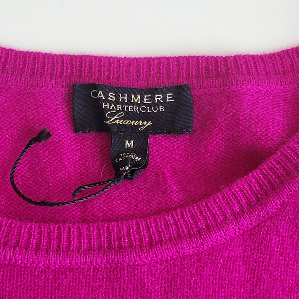 Charter Club 100% Cashmere Crew Neck Sweater Magenta Womens Medium - Picture 3 of 4